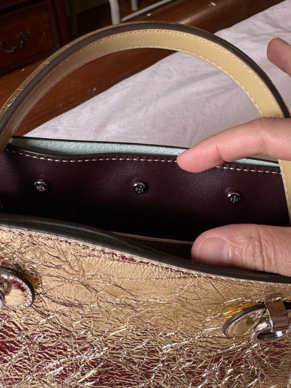 Tory Burch Radziwill Metallic Petite Double Bag - Picture 8 of 11